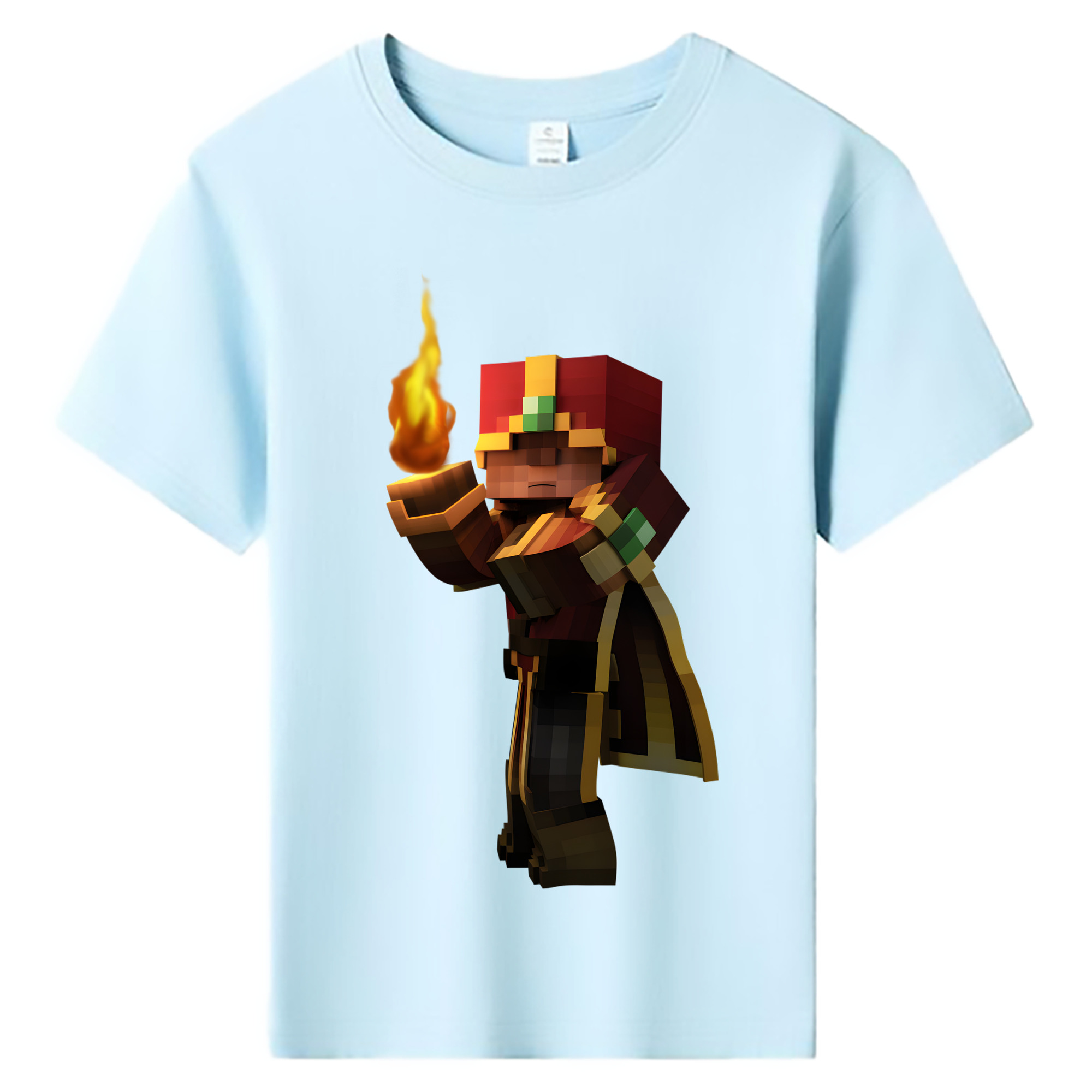 （画像用） マインクラフト ブロックの世界 Minecraft MC Block world 綿100％キッズTシャツ（フロントプリント）